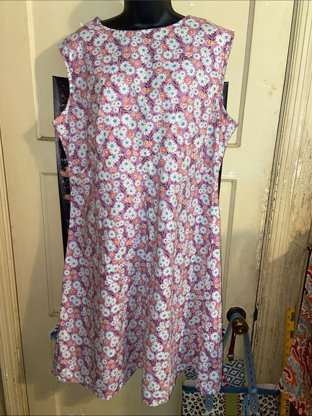 VINTAGE MUMU SHIFT DRESS PURPLE White Daisies Handmade